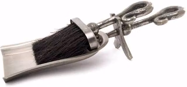 Lemon Pavilion Furniture and Decor Antique Pewter Crook Handled Hearth Tidy in Grey, W37 x D37 x H9 cm