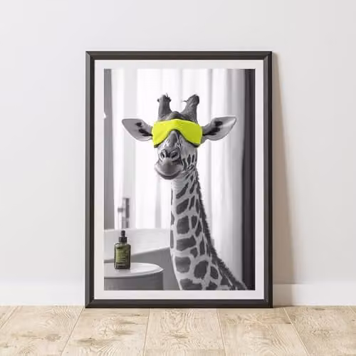 60 Second Makeover Giraffe Eye Mask Animal Print Paper Poster, A4, Multicolour