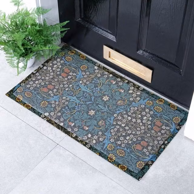 Artsy Mats William Morris Tulips Floral Doormat, Black and Multicolour, W: 70 cm, D: 40 cm – 1