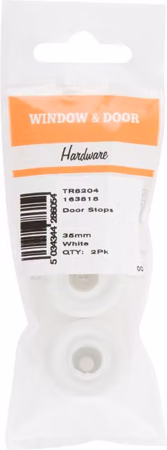 Hiatt White Plastic Screw-In Door Stops, 2 Pack