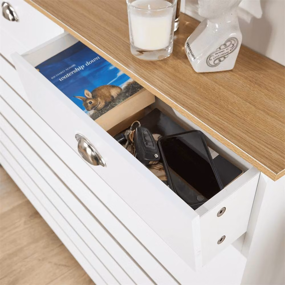 FORGEVIO White Radiator Cover Grill Shelf with 3 Drawers and Matt MDF Finish – 2