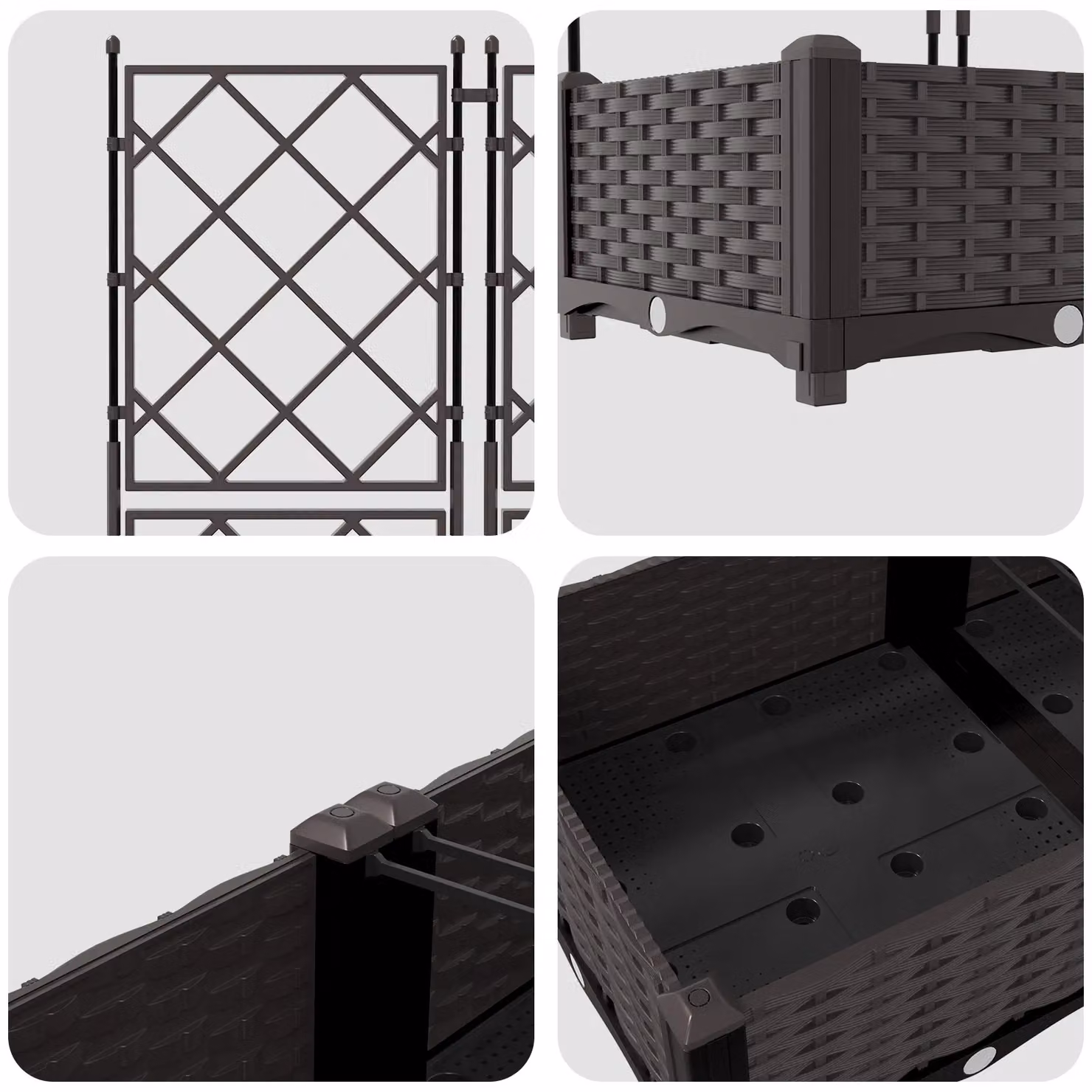 Berkfield Home Garden Planter with Trellis, 2 Piece Set, Brown, W: 80 cm, D: 40 cm, H: 125.5 cm – 3