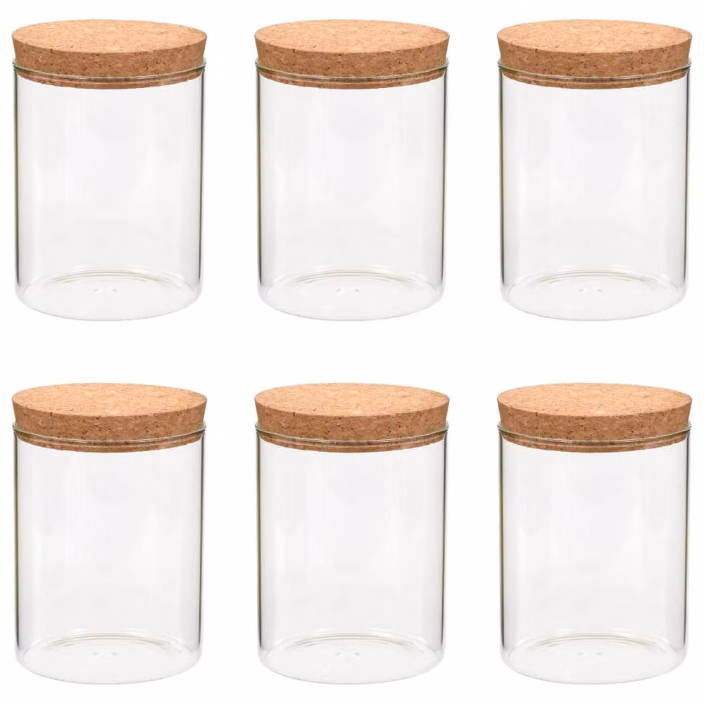 Berkfield Glass Storage Jars with Leakproof Cork Lids, 6 Pack, 650 ml, Clear – 2