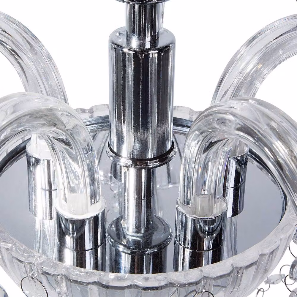 Wyld and Coco 5-Light Crystal Chandelier in Silver and Transparent Glass, Height: 185 cm – 3