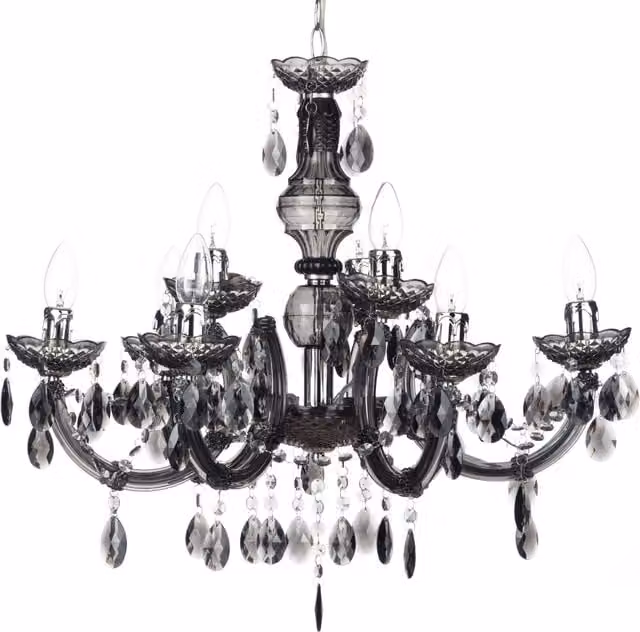 Litecraft Marie Therese 9 Light Crystal and Glass Chandelier with LEDs in Grey