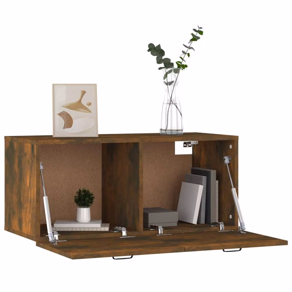 Berkfield Home Wall Cabinet in Smoked Oak Brown, W: 80 cm, D: 36 cm, H: 36.5 cm – 3