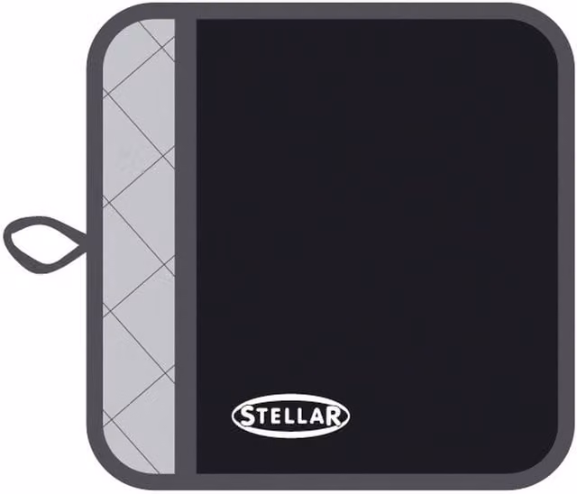 Stellar Black Cotton Square Thermal Pot Holder Mat with Hanging Loop