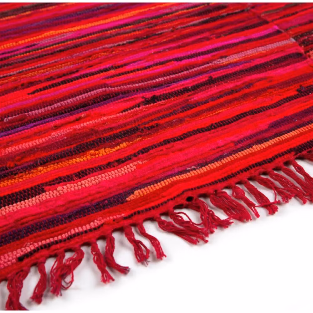 KDMD Pink Striped Boho Rag Rug, W: 150 cm, D: 90 cm – 3