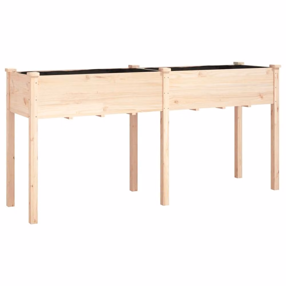 Berkfield Home Solid Wood Fir Planter with Liner, Brown, W/D/H: 161 x 45 x 76 cm – 2