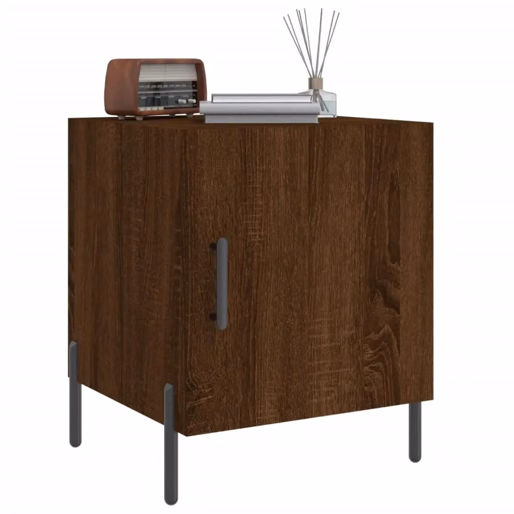 Berkfield Home Set of 2 Modern Bedside Cabinets in Brown Oak, W/D/H: 40 x 40 x 50 cm – 2