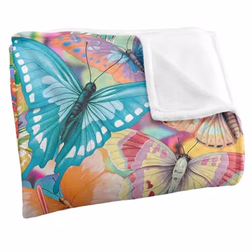 JQ Licensing Royce Mcclure Butterfly Magic Floral Pattern Super Soft Fleece Throw Blanket, Multicolour, W/D/H: 91 x 147 cm – 3