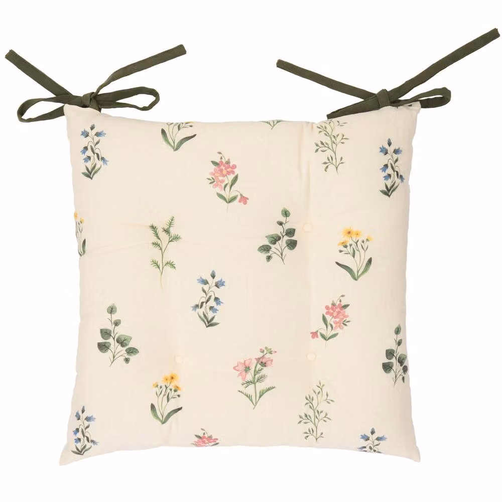 Wylder Olivia Floral 2-Pack Cotton Seat Pads in Green, Beige and Multicolour, W/D/H: 40 x 40 x 40 cm – 2