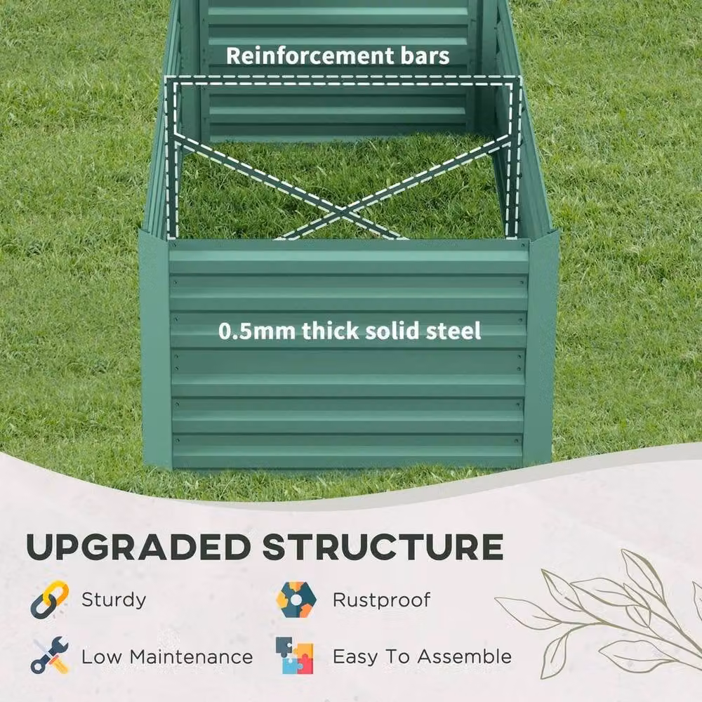 Kelvenix Galvanised Steel Raised Bed for Ornamental or Vegetable Gardens in Green, W/D/H: 90 x 59 x 66 cm – 4