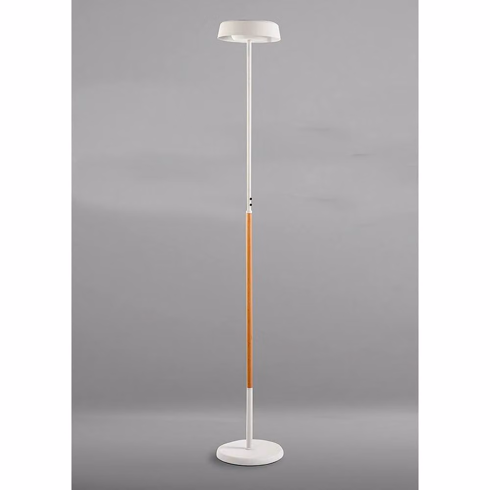 Netlighting Noa Floor Lamp in White and Wood with 2 LED Lights, 30W, 3000lm, Touch Dimmer – 2
