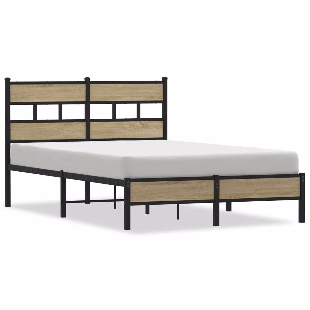 Berkfield Home Small Double Bed Frame in Sonoma Oak and Brown, W/D/H: 120 x 190 cm – 2