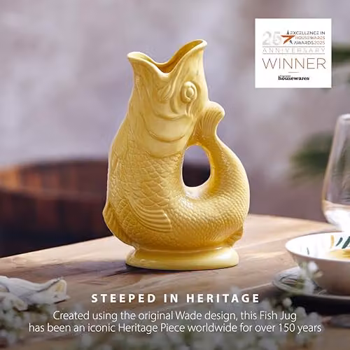 Tower Wade Fish Ceramic Jug, Yellow, 0.6 l – 4