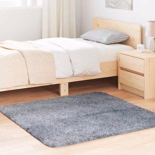 Berkfield Home NAVARRA Shaggy High Pile Rug, Silver Grey, W/D: 120 x 120 cm – 1