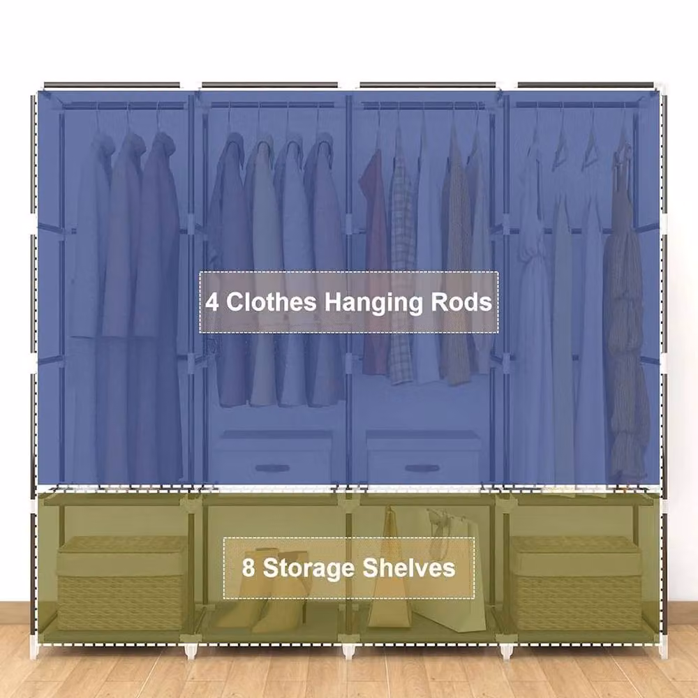 PAWNORA Fabric Canvas Wardrobe in Black, W/D/H: 45 x 45 x 170 cm – 3