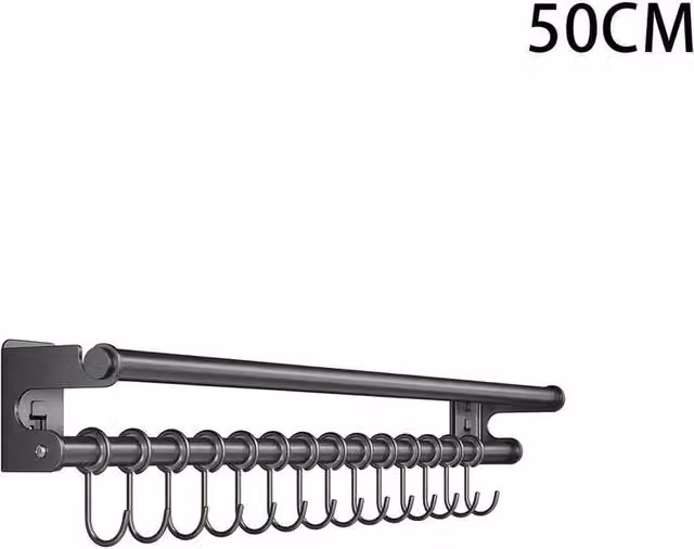 Kelvenix Wall Mounted Aluminium Coat Hook Rack in Grey, W: 52 cm – 1
