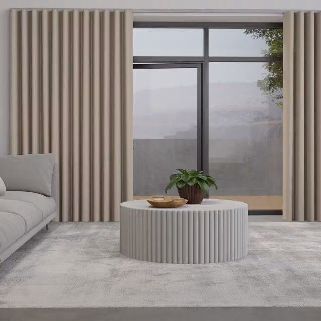 Terrys Made to Measure Wave Blackout Curtain in Plain Beige Satin Fabric