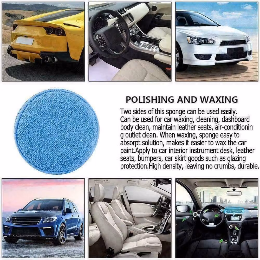 Spetlek 20 x Blue Microfiber Car Polishing Pads and Wax Applicator Foam, W/D/H: 100 x 15 cm – 3