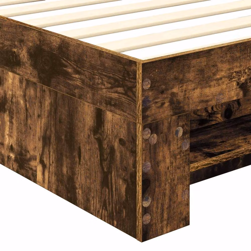 Berkfield Home Modern Bed Frame with Headboard in Smoked Oak Brown, W/D/H: 80 x 200 cm – 5