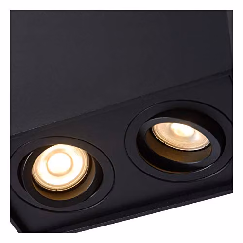 Lucide Tube Dimmable Surface Mounted Cylinder Ceiling Spotlight in Black with 2xGU10 LED Support – 3