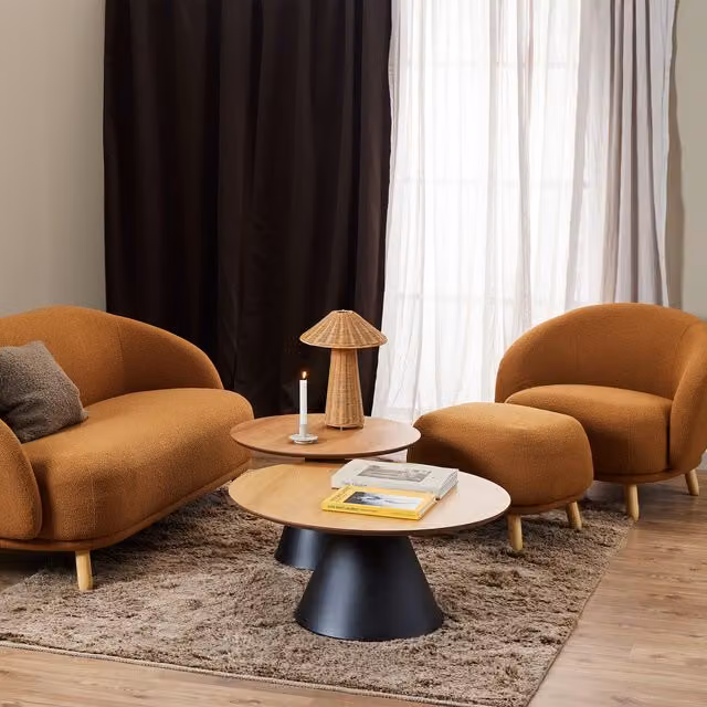 Furniture To Go Soli Round Coffee Table in Matte Oak and Brown