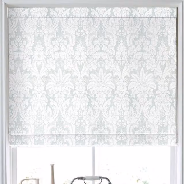 Laura Ashley Martigues Made to Measure Blackout Roman Blind in Smoke Green Floral Textile