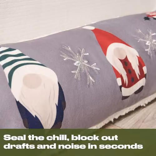 OHS Xmas Gonk Print Christmas Draught Excluder Cushion in Grey, W: 90 cm, H: 20 cm – 2