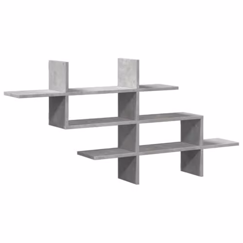 vidaXL Modern Wall Mounted Shelf in Concrete Grey, W/D/H: 124.5 x 18 x 60.5 cm