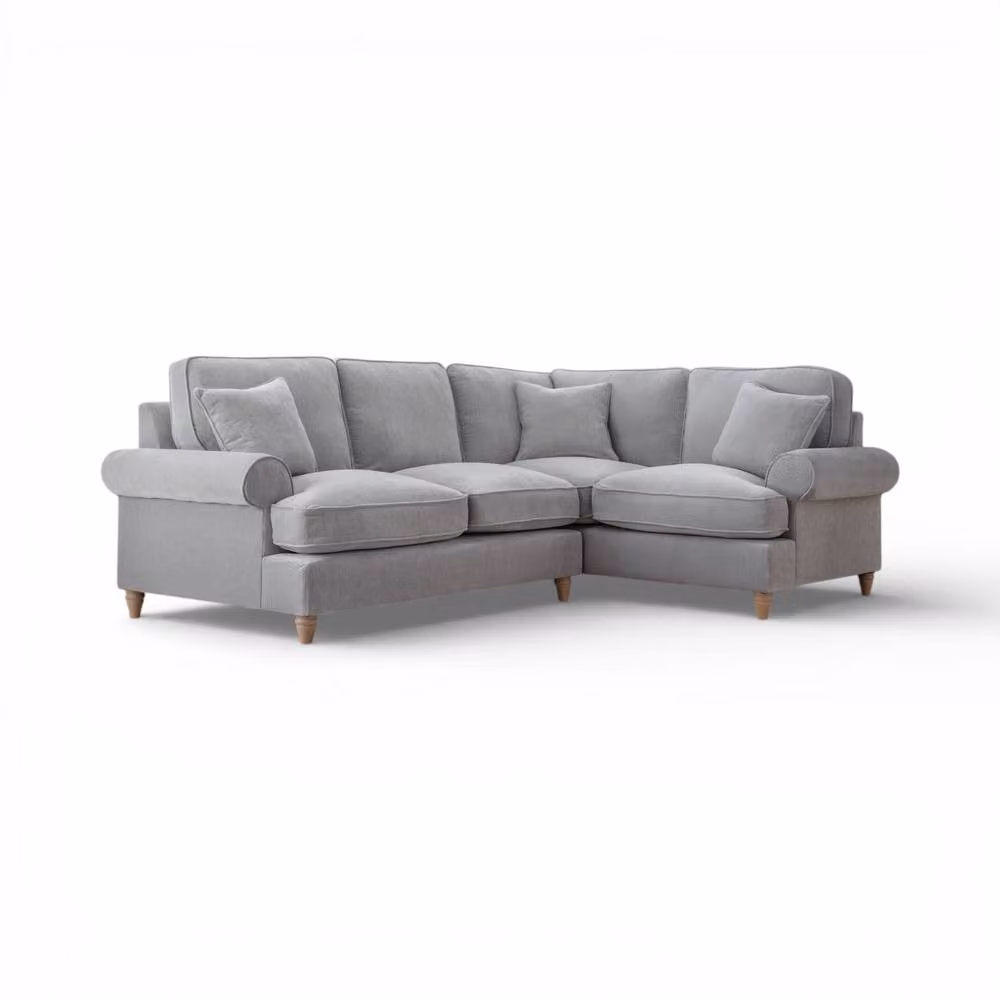 The Great Sofa Company Ezra Right Hand Velvet Corner Sofa in Light Grey – 2