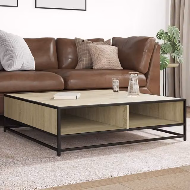 Berkfield Home Sonoma Oak Coffee Table in Brown, W/D/H: 100 x 100 x 30 cm – 1