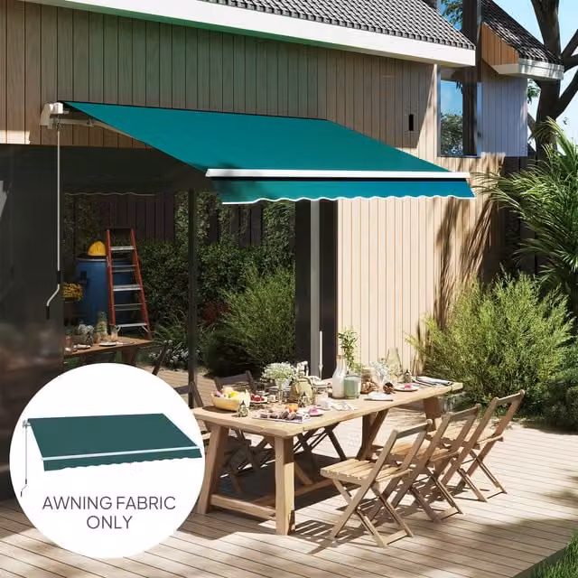 Outsunny Green Polyester Replacement Canopy for 3 x 2.5 m Awning with UPF 50 Protection