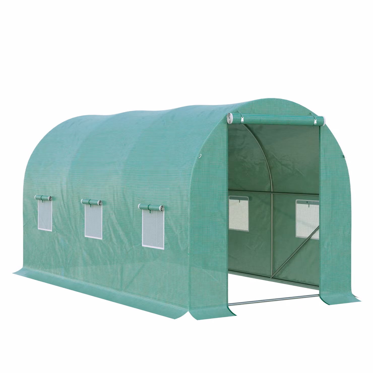 OUTSUNNY Green Walk-in Polytunnel Greenhouse with Galvanised Steel Frame, W 4 m x D 2 m x H 1.95 m – 2