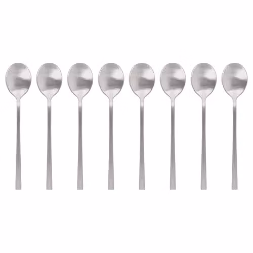 Argon Tableware Polished Silver Stainless Steel Teaspoons, Pack of 8 – 1