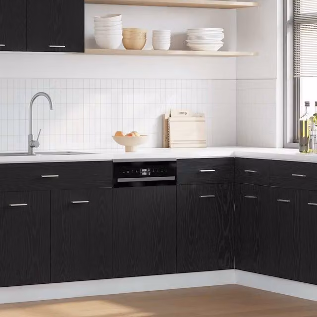 Berkfield Home Dishwasher Panel Lyon Black Oak, Engineered Wood, W/D/H: 45 x 1.5 x 67 cm
