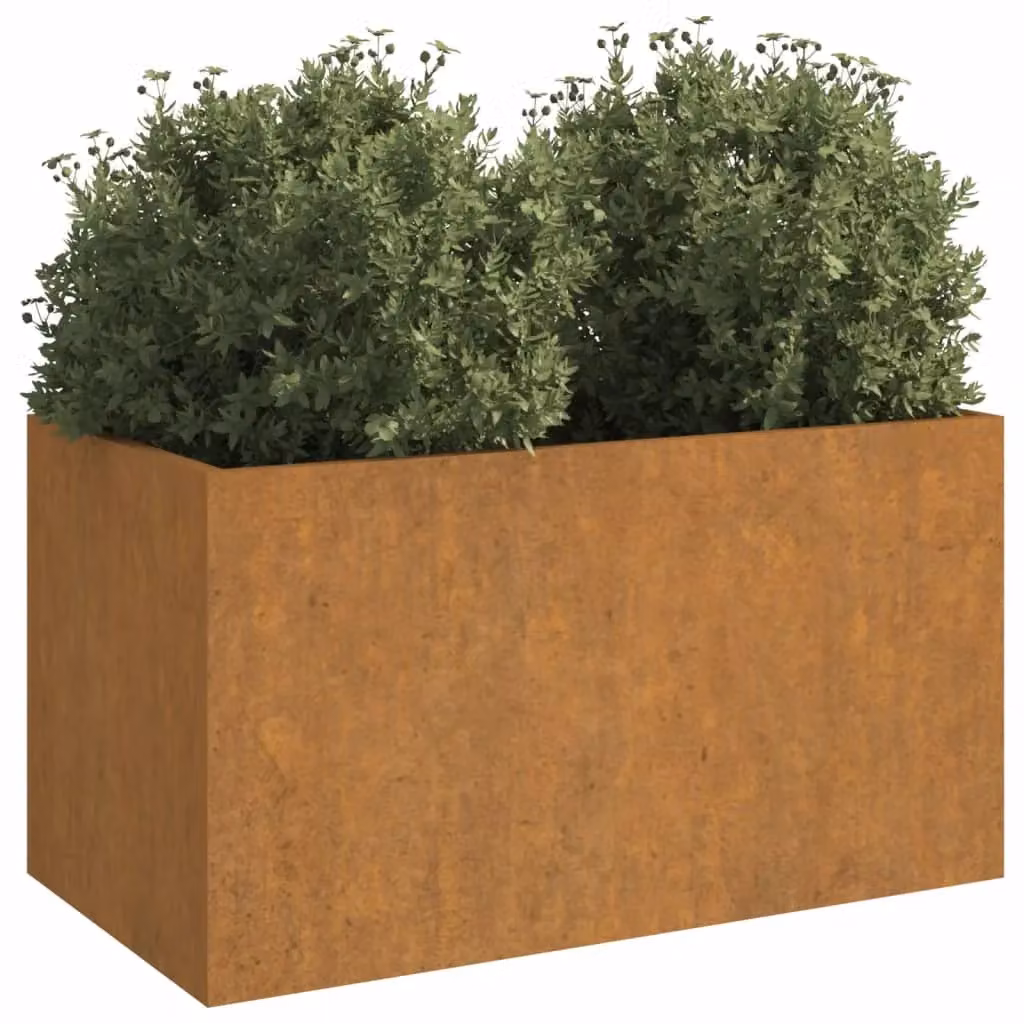 Berkfield Home Brown Corten Steel Planter Tub, W: 62 cm, D: 40 cm, H: 39 cm – 3