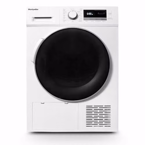 Montpellier MHP8SDW White 8kg Heat Pump Tumble Dryer with Sensor Dry and A++ Energy Rating – 1