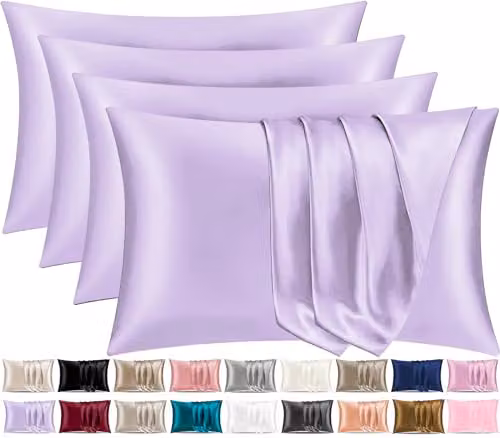 Pamposh Satin Silk Pillowcases, 4 Pack, Purple, W/D/H: 50 x 75 x 0 cm