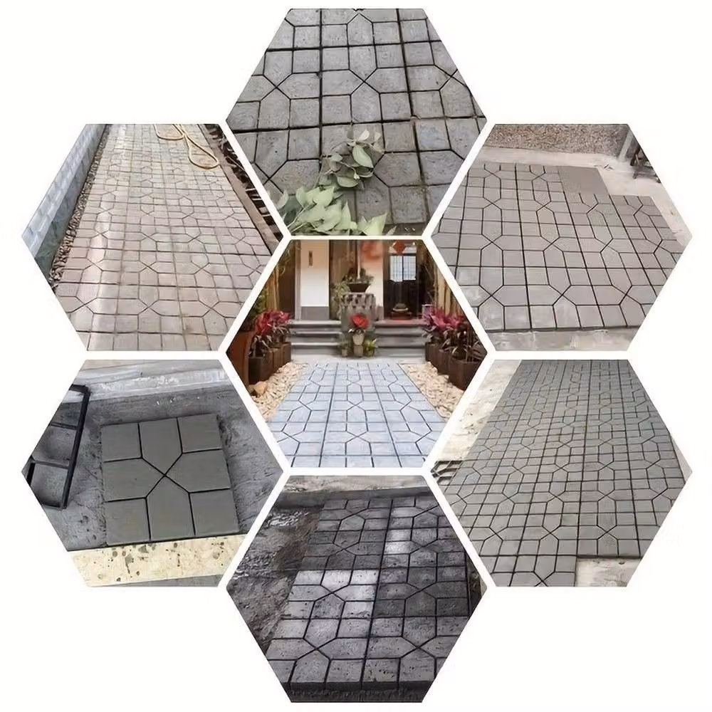 FLAVORA 2-Piece DIY Concrete Path Paving Stone Mold, Black, W: 100 cm x D: 1000 cm – 4