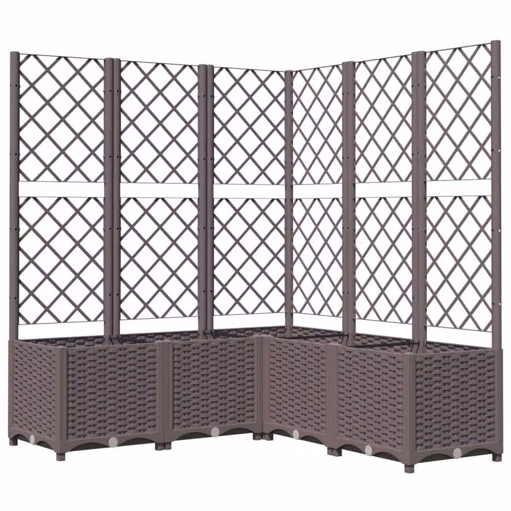 Berkfield Home Garden Planter with Trellis in Brown, W/D/H: 120 x 120 x 136 cm – 2