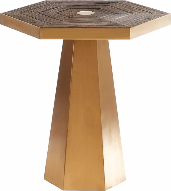Orsina Modern Geometric Hexagon End Table in Gold – 1