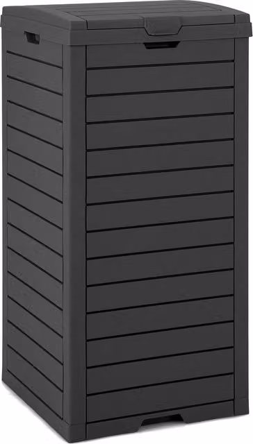 COSTWAY 117.5 L Large Plastic Trash Bin with Flip Lid and Pull-out Liquid Tray, Black