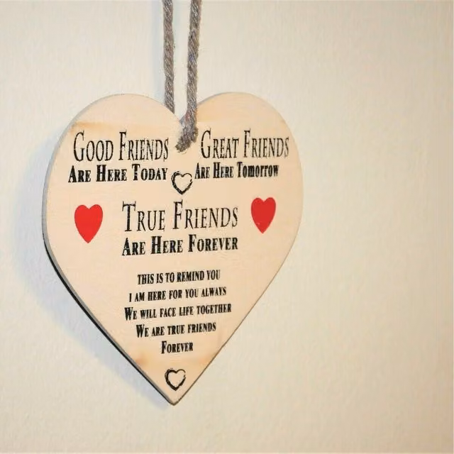 Marco Paul Good Friends White Wooden Heart Shaped Hanging Wall Plaque