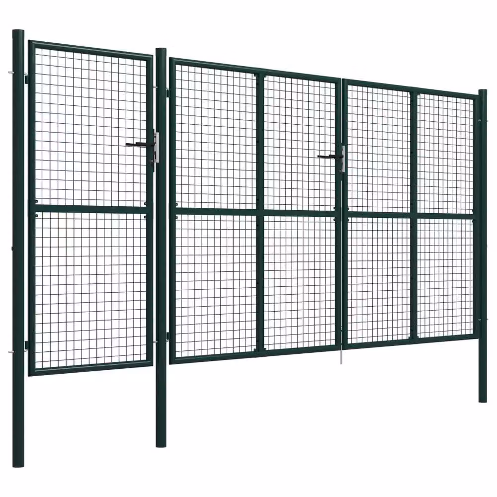Berkfield Home Durable Steel Garden Gate, Green, W: 400 cm, H: 200 cm – 2