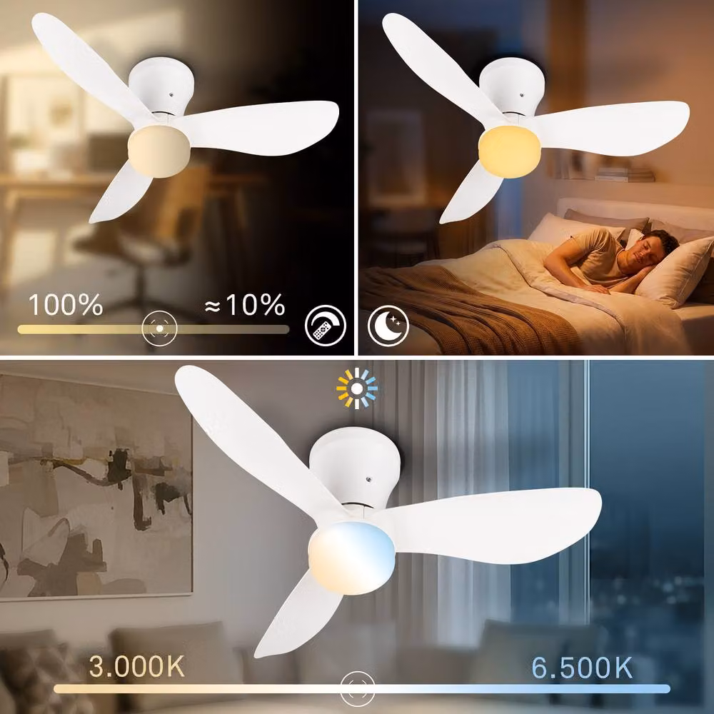 Briloner White LED Ceiling Fan with Remote Control, Dimmable CCT Adjustable Light and Timer – 7