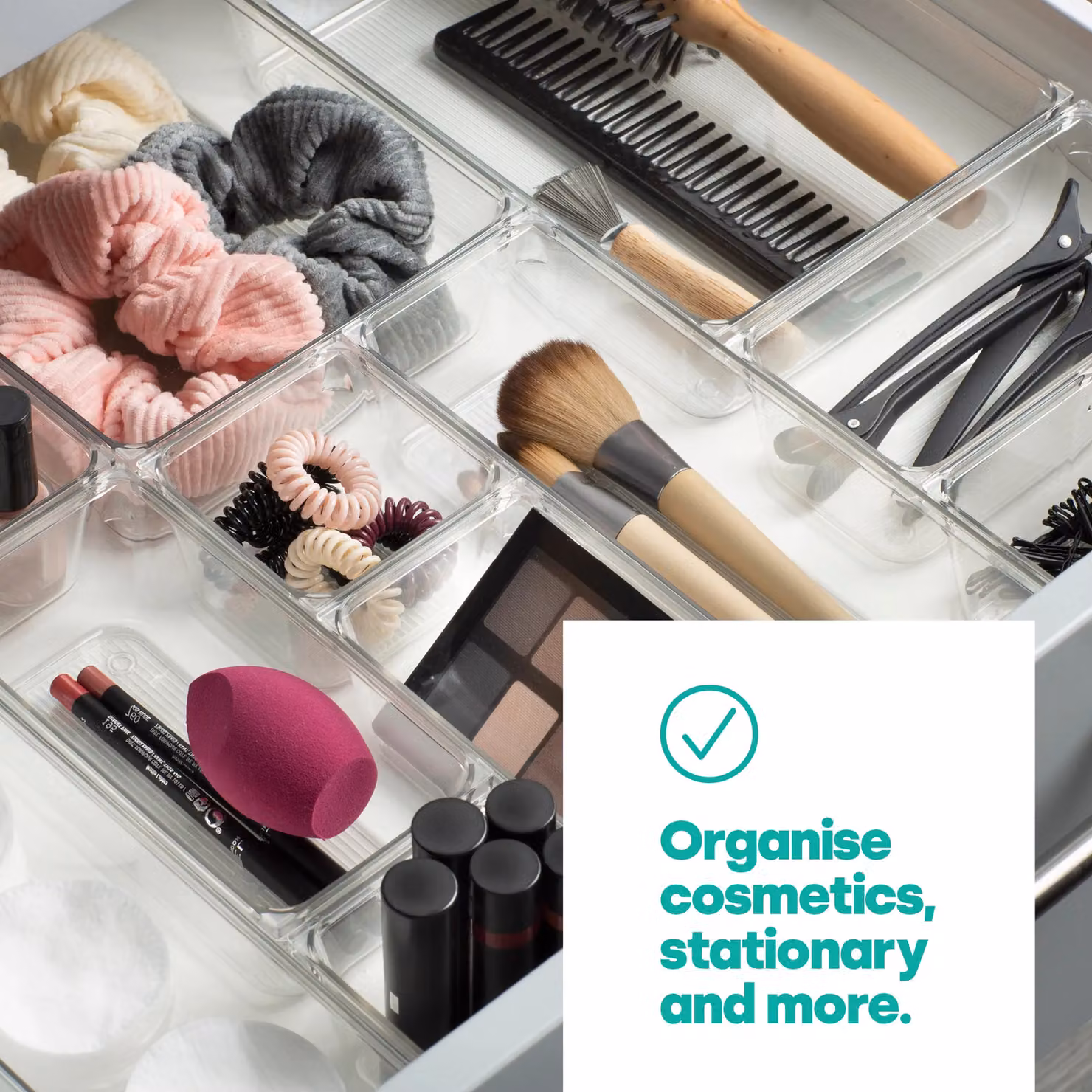 LIVIVO Set of 4 Large Clear Plastic Drawer Organiser Trays for Home and Office Storage – 3