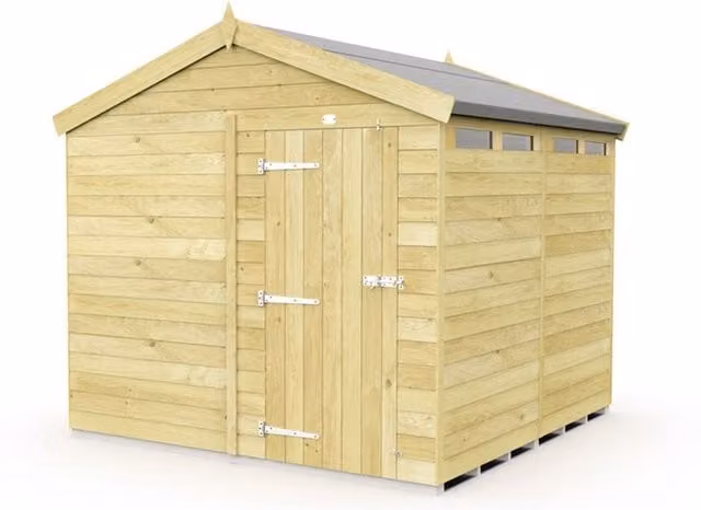Buttercup Farm Apex Security Wooden Shed in Brown with Single Door, W231 x D243 x H217 cm – 1