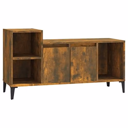 vidaXL Industrial TV Cabinet in Smoked Oak Brown, W/D/H: 100 x 35 x 55 cm